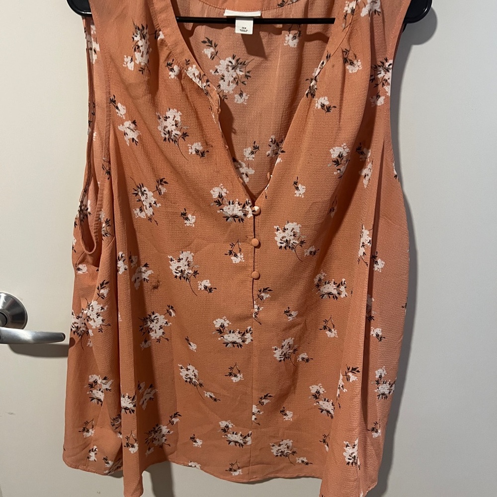 48. Ava & Viv Floral V-Neck Blouse - Peach
